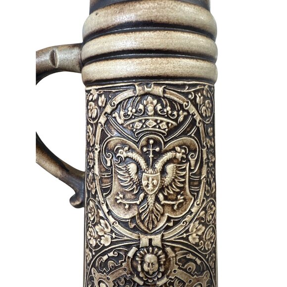 Vintage Tall Gerz German Beer Stein Graffen V Dhavn Family Crest Stone NO LID - Picture 3 of 11